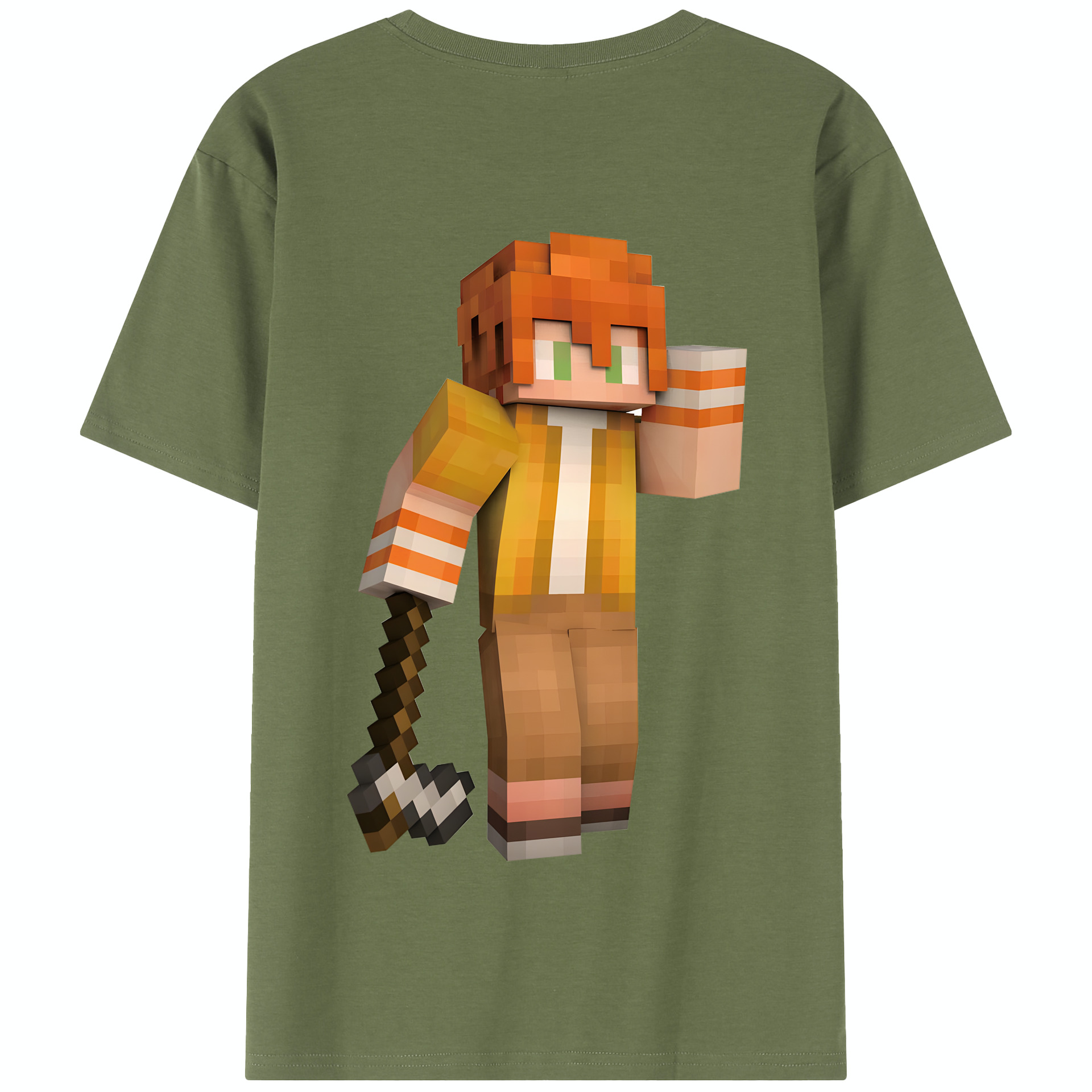 （画像用） マインクラフト ブロックの世界 Minecraft MC Block world 綿100％半袖Tシャツ（背面プリント）